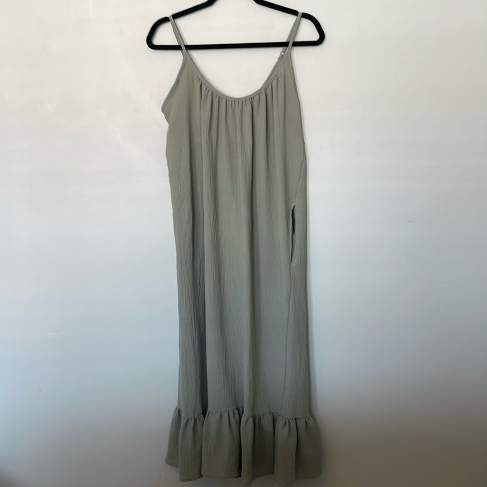 Sage Ruffle Tank Dress